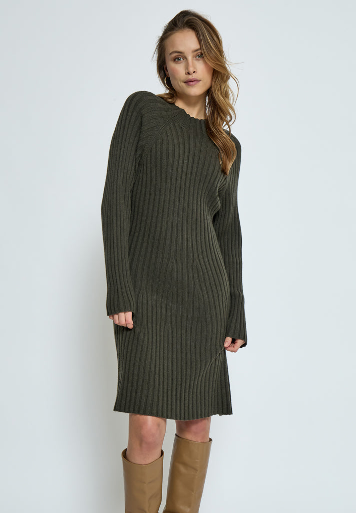 Peppercorn PCAnna Rib Over Knee Dress Dress 3655 Beluga Green