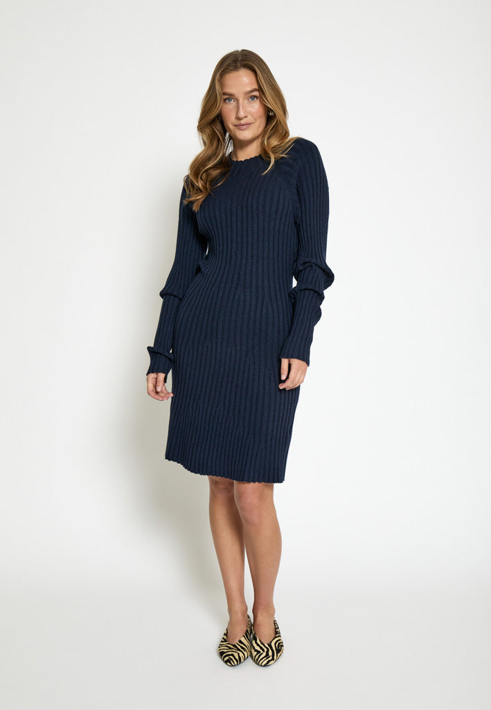 Peppercorn PCAnna Rib Over Knee Dress Dress 5270 Black Iris