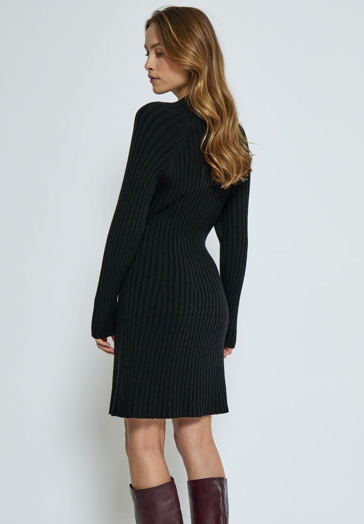 Peppercorn PCAnna Rib Over Knee Dress Dress 9000 Black