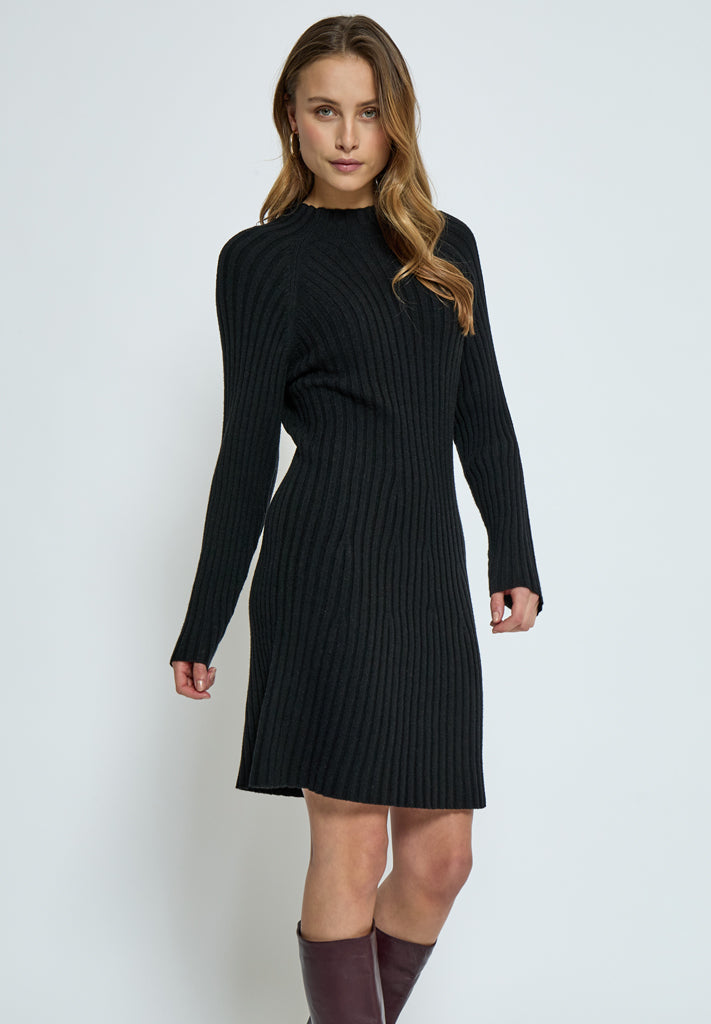Peppercorn PCAnna Rib Over Knee Dress Dress 9000 Black