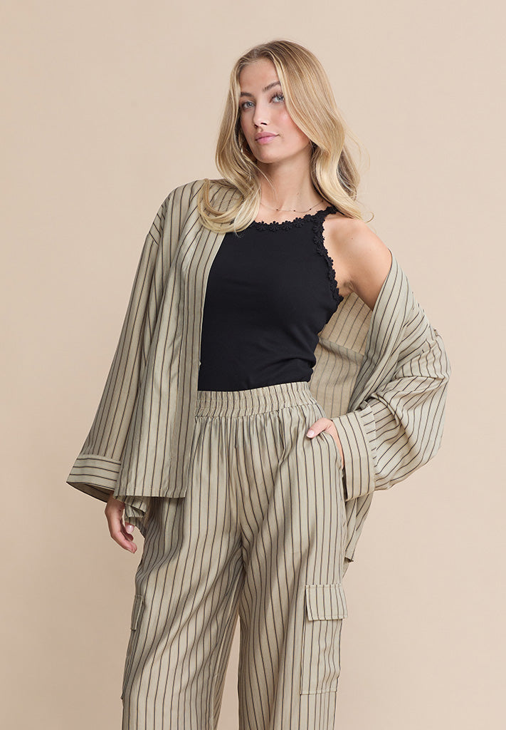 Peppercorn PCAthen Shirt Jacket 4073S Kelp Sand Stripe