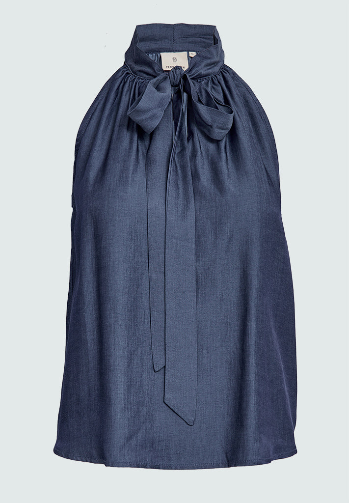 Peppercorn PCBea Halterneck Top Top 505 Denim Blue