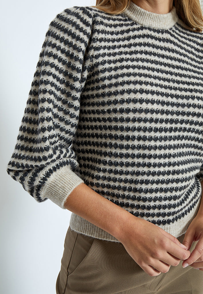 Peppercorn PCCamilla 3/4 Sleeve Striped Knit Pullover Pullover 0026S Moonbeam Stripe