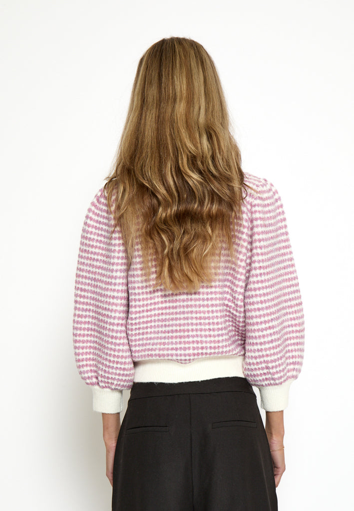 Peppercorn PCCamilla 3/4 Sleeve Striped Knit Pullover Pullover 4630S Moonlight Pink Str