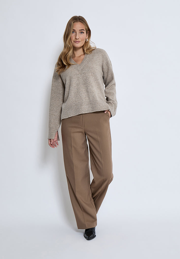 Peppercorn PCCasey V-Neck Knit Pullover Pullover 0178M Winter Twig Sand Melange