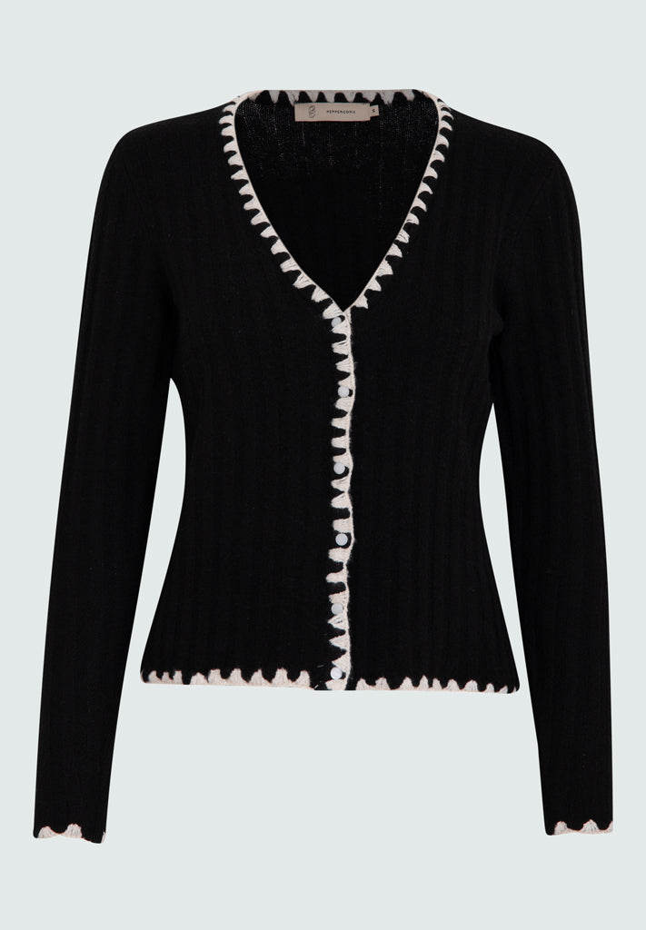 Peppercorn PCCeline V-Neck Knit Cardigan Cardigans 9000 Black