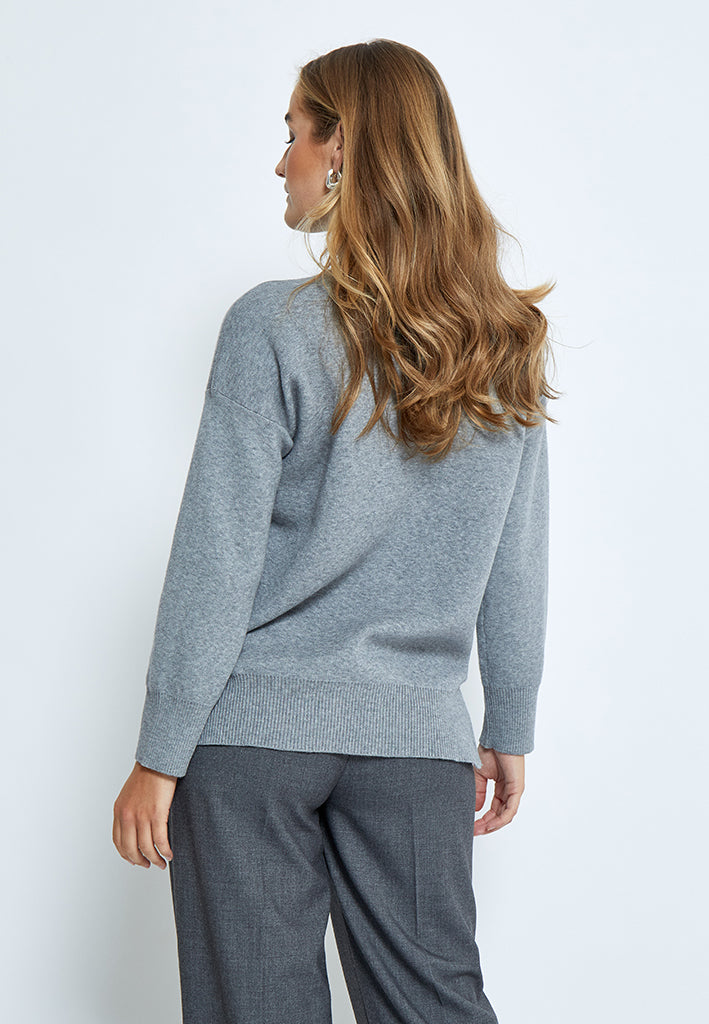 Peppercorn PCDeb High Neck Knit Pullover Pullover 113M Grey Melange