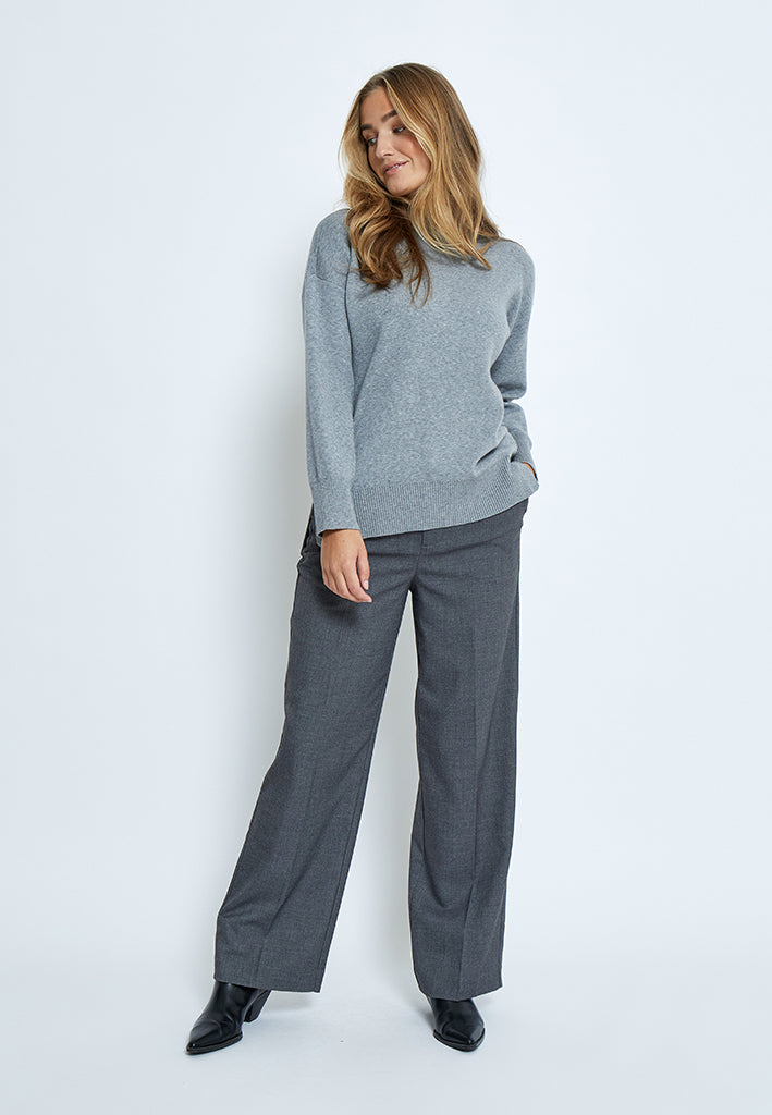 Peppercorn PCDeb High Neck Knit Pullover Pullover 113M Grey Melange
