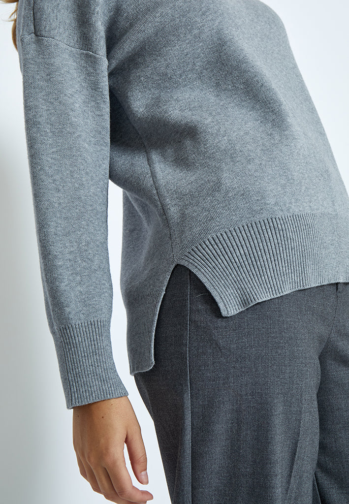 Peppercorn PCDeb High Neck Knit Pullover Pullover 113M Grey Melange