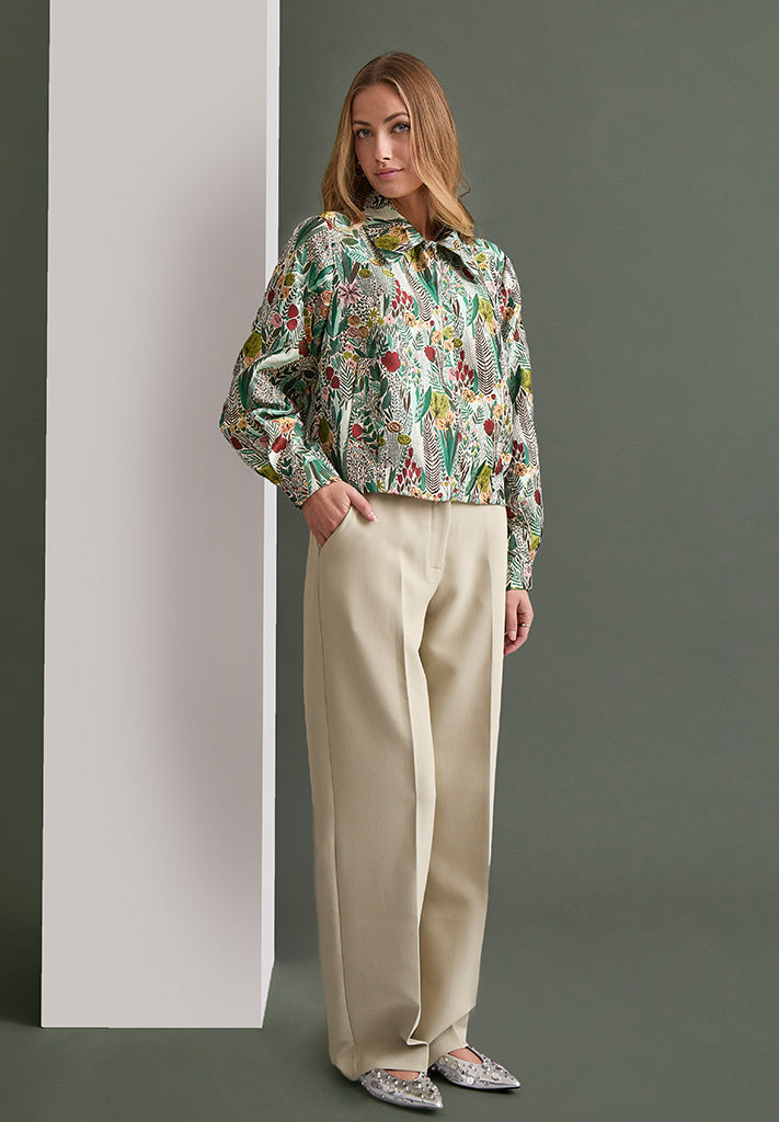 Peppercorn PCDelia Mid Waisted Straight Pant Pant 0148 Gray Green