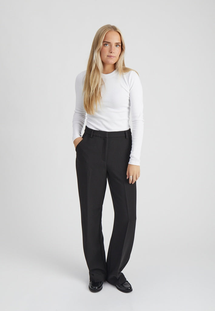 Peppercorn PCDelia Mid Waisted Straight Pant Pant 9000 Black