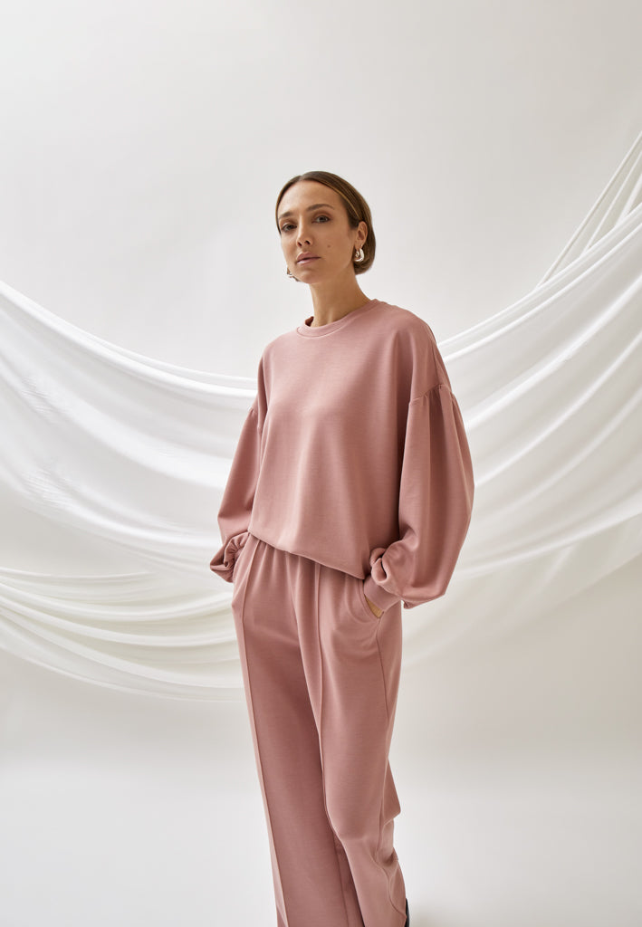 Peppercorn PCDicette Balloon Sleeve Sweat Sweatshirt 4458 Ash Rose
