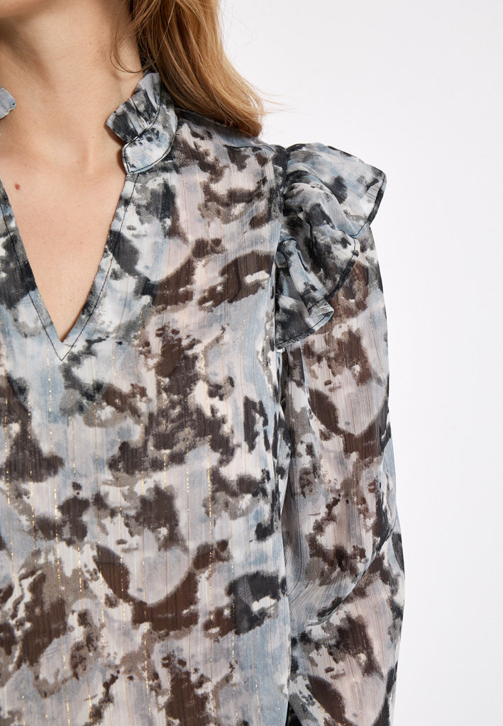 Peppercorn PCEleanor Printed Blouse Blouse 526P Limestone Gray Print