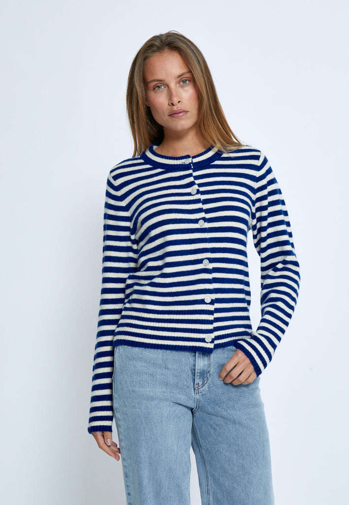 Peppercorn PCFabienne Short Cardigan Cardigans 1380S Navy Peony Stripe
