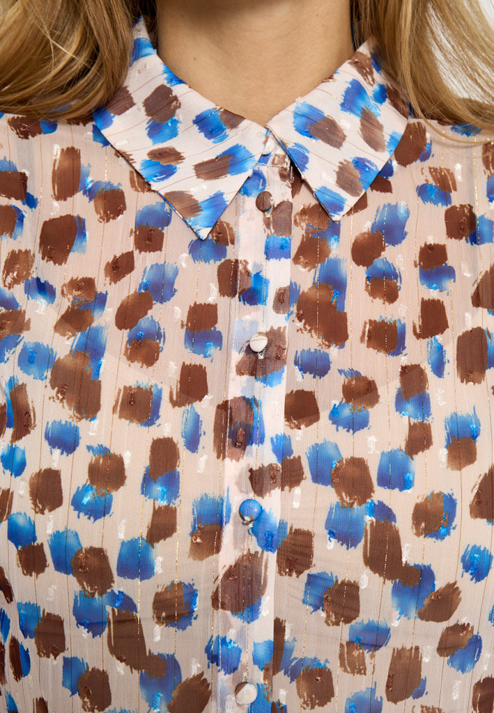Peppercorn PCFatima Wide Sleeve Shirt Shirt 520 Allure Blue Print