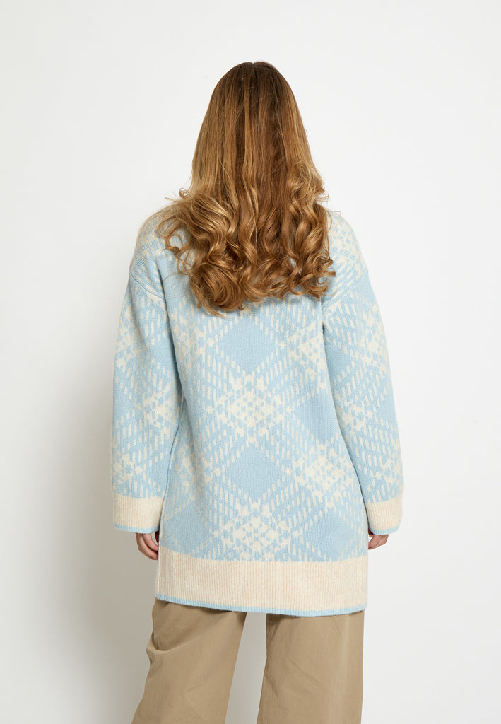Peppercorn PCFija Long Cardigan Cardigans 5011J Light Blue Jacquard