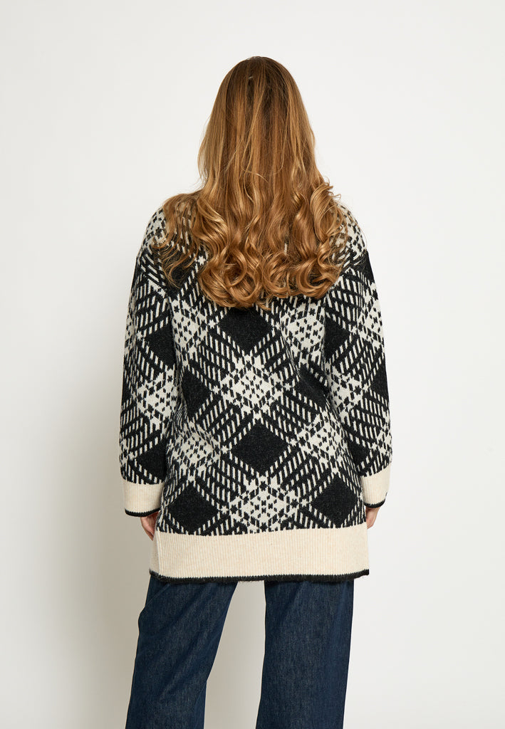 Peppercorn PCFija Long Cardigan Cardigans 9000J Black Jacquard