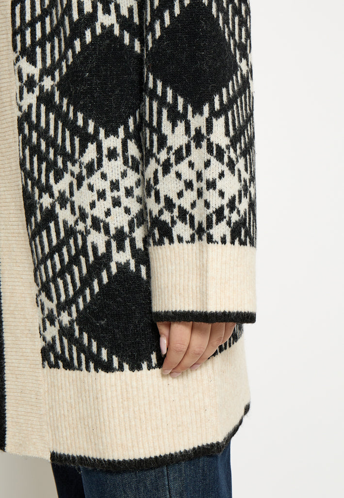 Peppercorn PCFija Long Cardigan Cardigans 9000J Black Jacquard