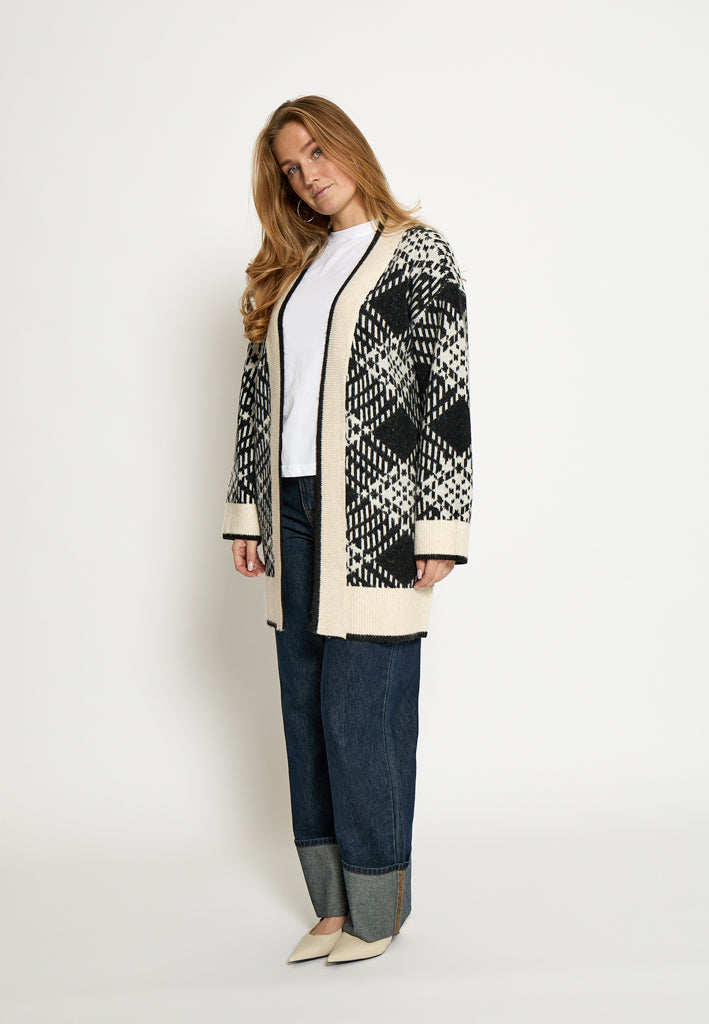 Peppercorn PCFija Long Cardigan Cardigans 9000J Black Jacquard