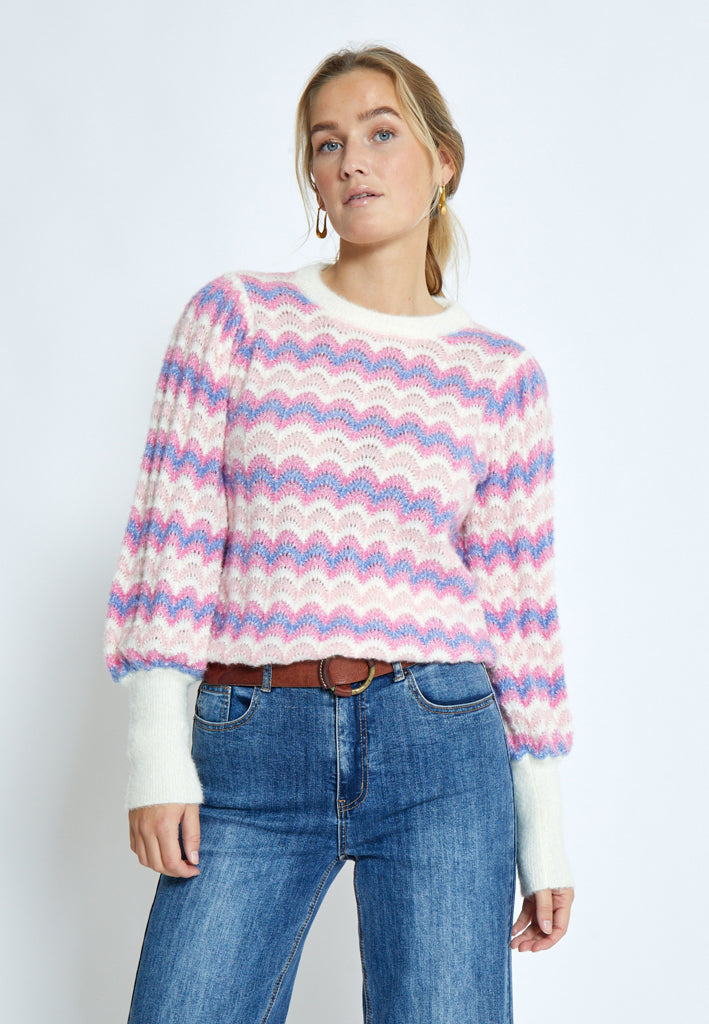 Peppercorn PCFilicia GRS O-Neck Pullover Pullover 4403S Peony Pink Stripe