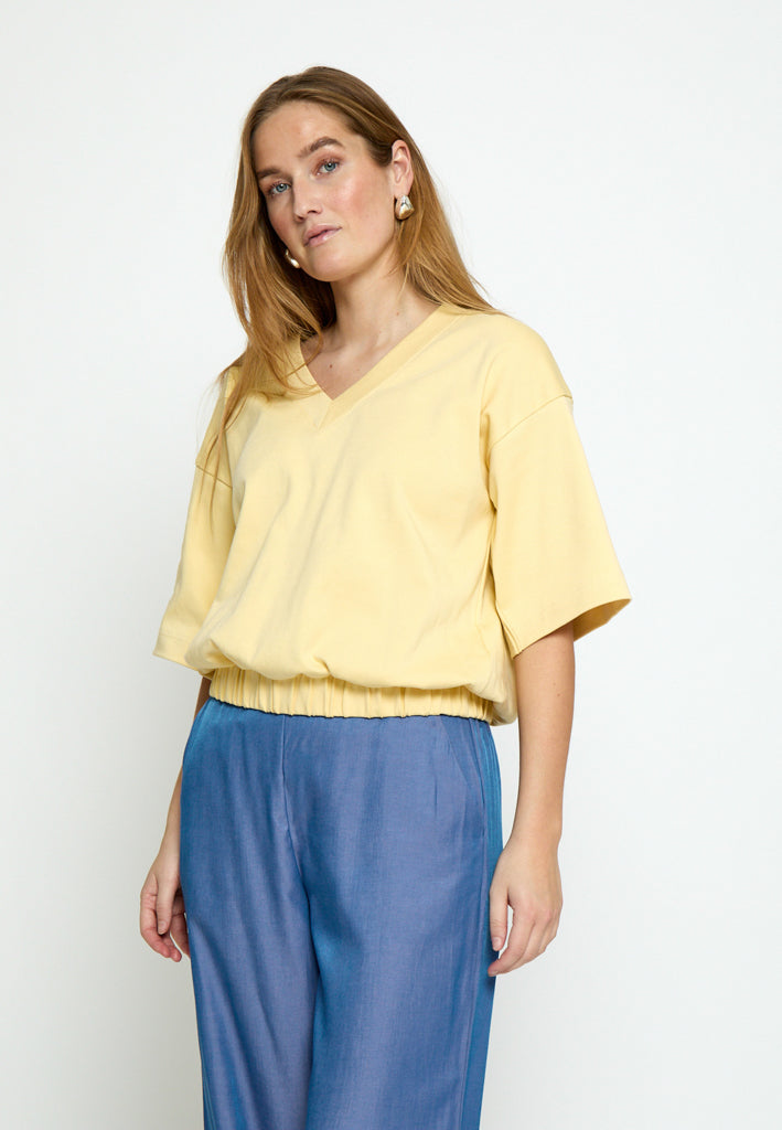 Peppercorn PCFiola GOTS V-neck Tshirt T-Shirt 267 Butter Yellow
