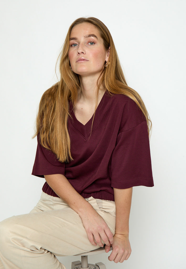 Peppercorn PCFiola GOTS V-neck Tshirt T-Shirt 4901 Berry