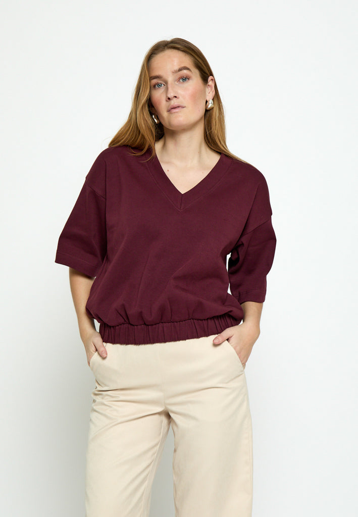 Peppercorn PCFiola GOTS V-neck Tshirt T-Shirt 4901 Berry