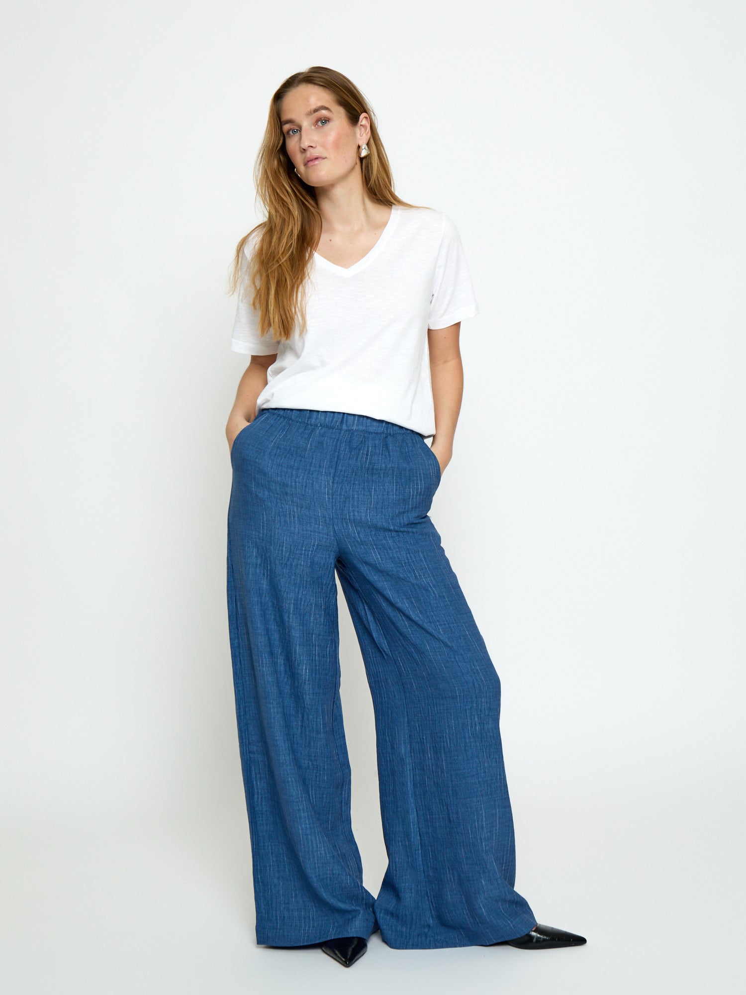Peppercorn PCGaby Pinstripe Pant Pant 004 Mid-blue Denim
