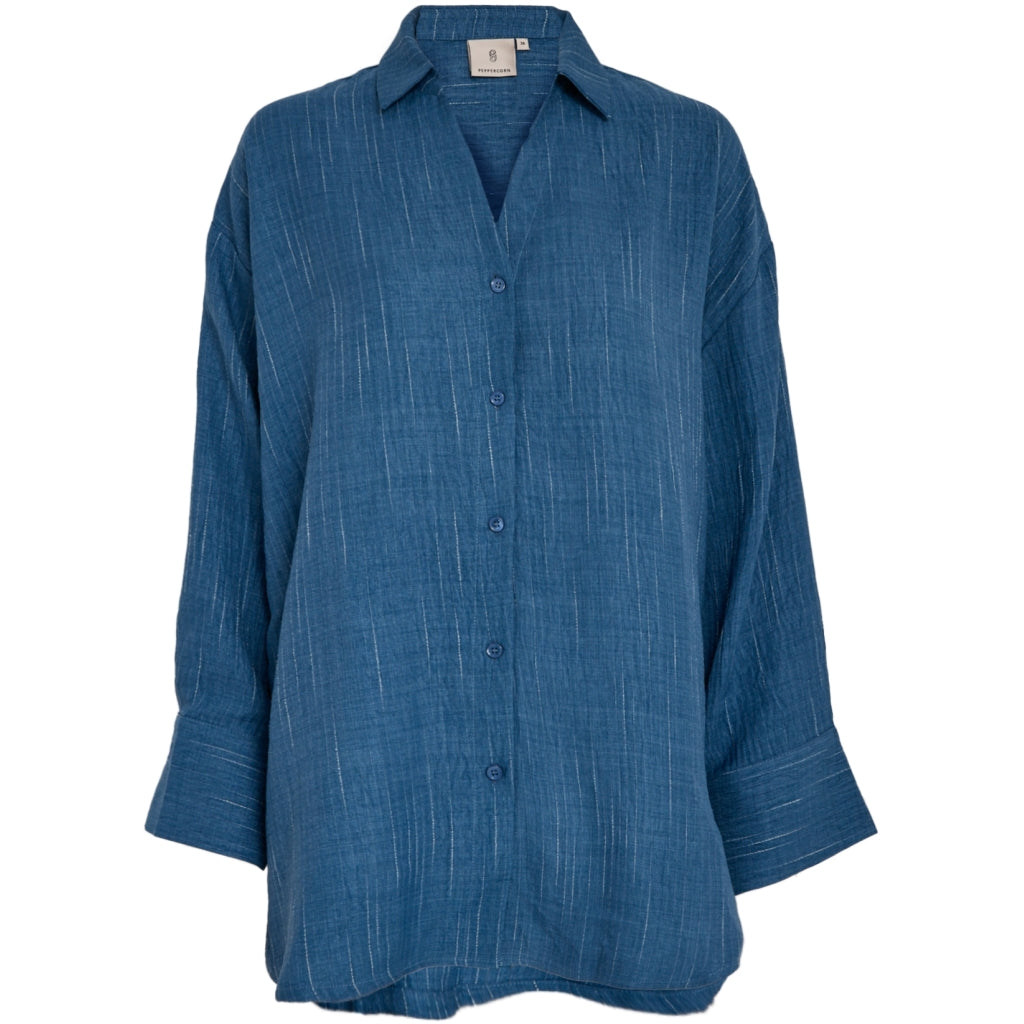 Peppercorn PCGaby Pinstripe Shirt Shirt 004 Mid-blue Denim
