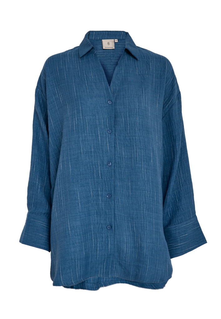 Peppercorn PCGaby Pinstripe Shirt Shirt 004 Mid-blue Denim