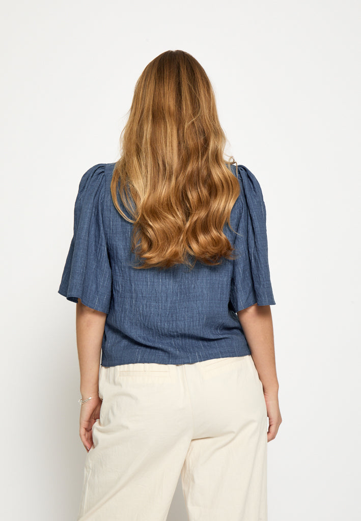 Peppercorn PCGaby Pinstripe Top Top 004 Mid-blue Denim