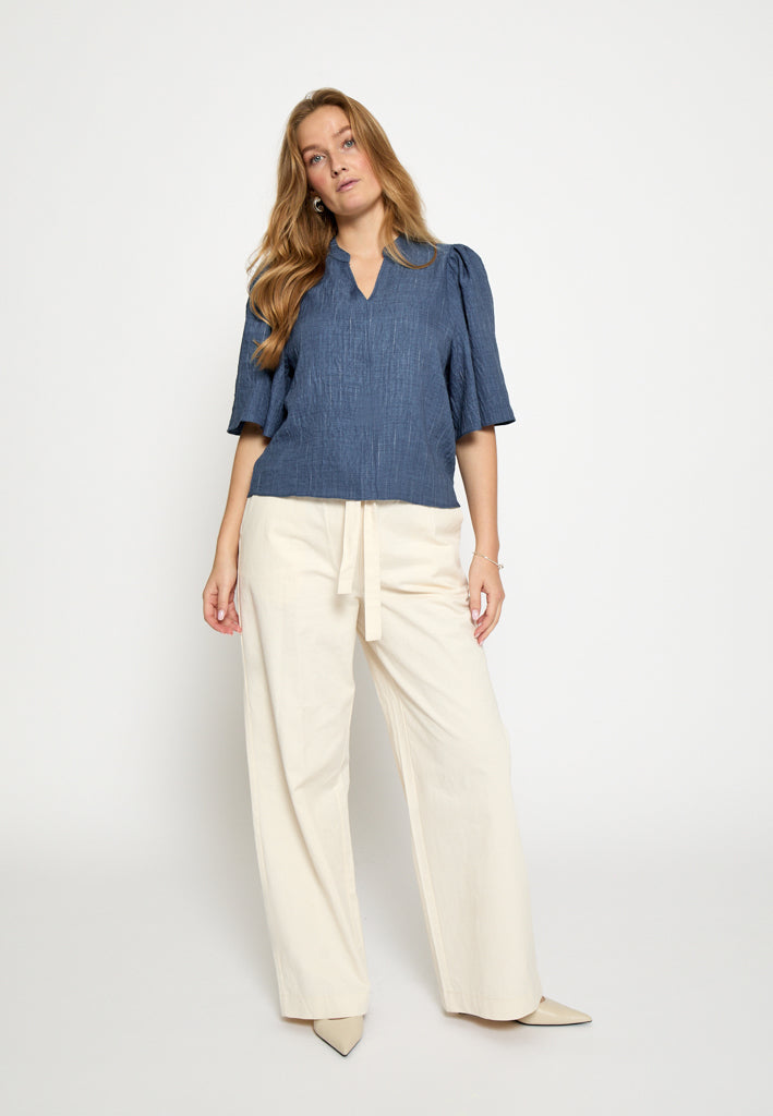 Peppercorn PCGaby Pinstripe Top Top 004 Mid-blue Denim