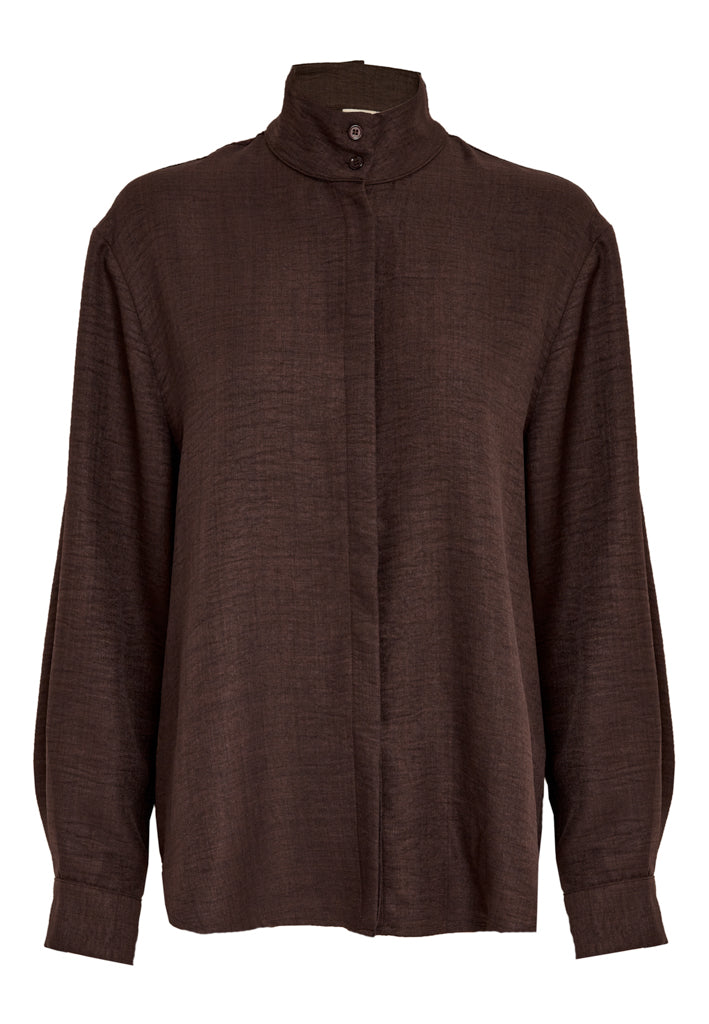 Peppercorn PCGaby Wide Highneck Shirt Shirt 3960M Java Brown Melange