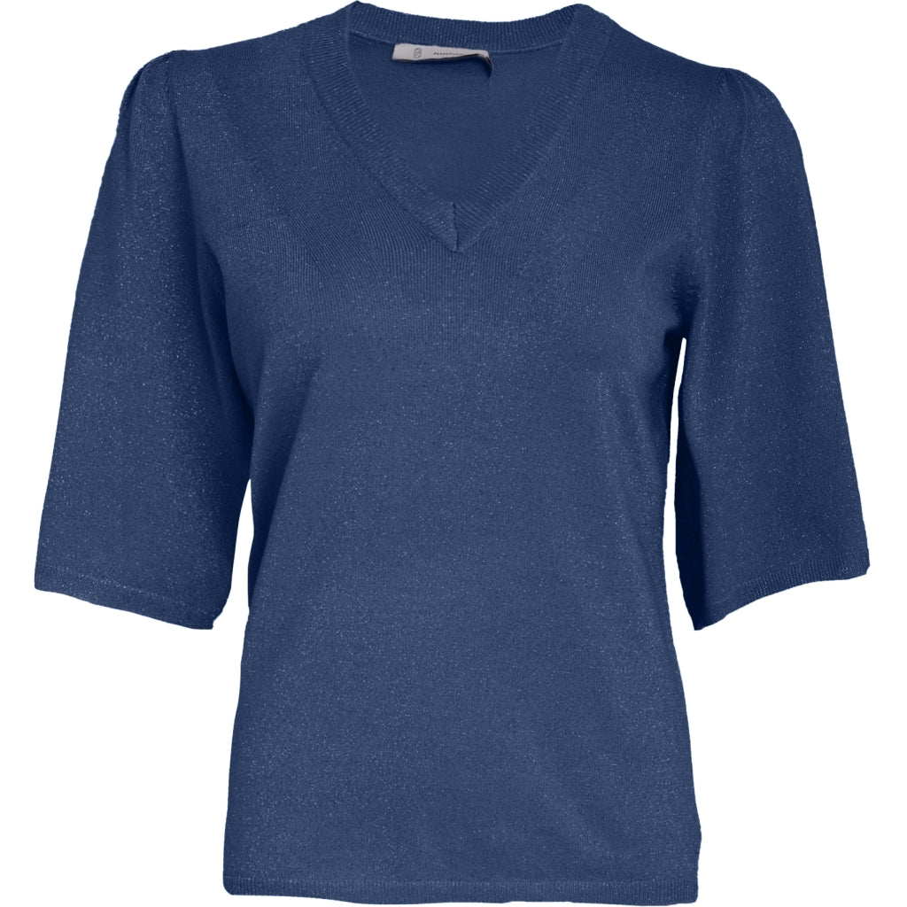 Peppercorn PCGlenda Remi Short Sleeve Knit Pullover 1037MET Blue Ensign Met.