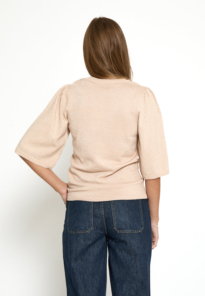 Peppercorn PCGlenda Remi Short Sleeve Knit Pullover 4030MET Pearl Pink Met.