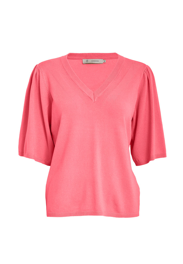Peppercorn PCGlenda Short Sleeve Knit Pullover 6013 Pink Lemonade