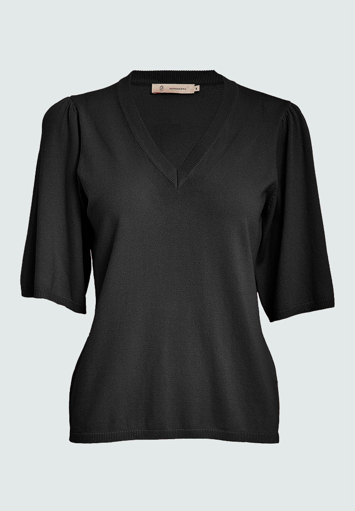 Peppercorn PCGlenda Short Sleeve Knit Pullover 9000 Black
