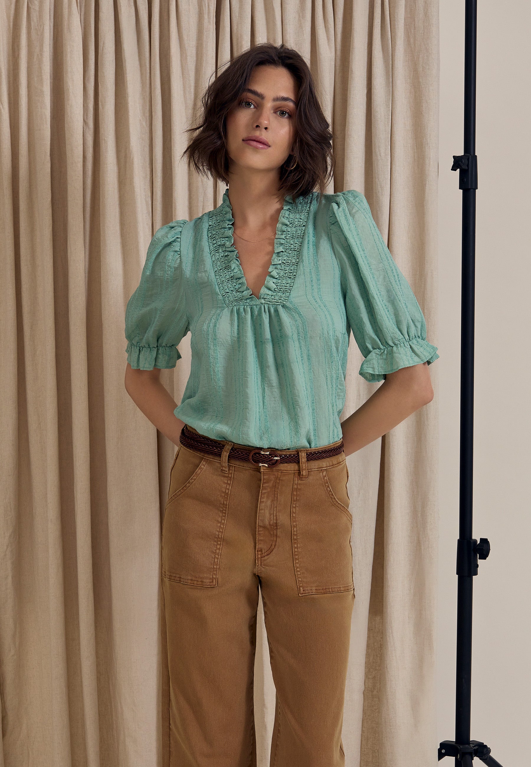 Peppercorn PCGry Short Blouse Blouse 3006 Lichen Mint