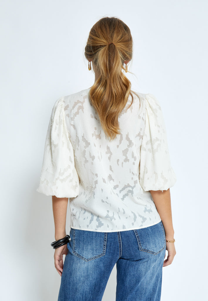 Peppercorn PCGyda Half Sleeve Blouse Blouse 0202 Whitecap Grey