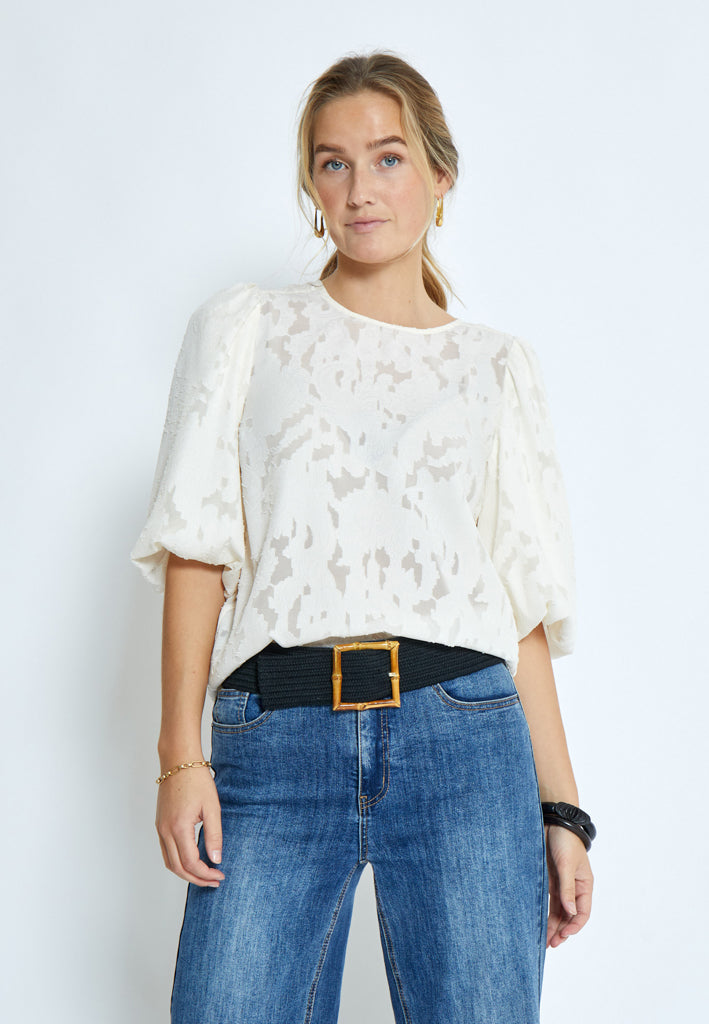 Peppercorn PCGyda Half Sleeve Blouse Blouse 0202 Whitecap Grey