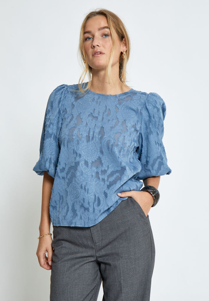 Peppercorn PCGyda Half Sleeve Blouse Blouse 1039 FADED DENIM