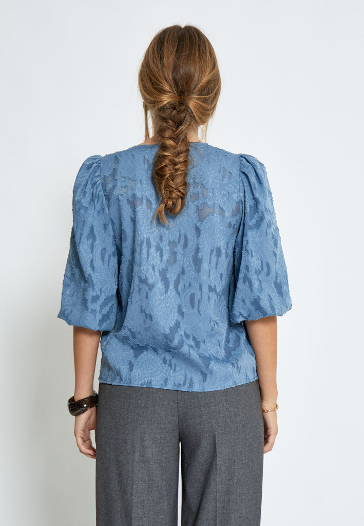 Peppercorn PCGyda Half Sleeve Blouse Blouse 1039 FADED DENIM