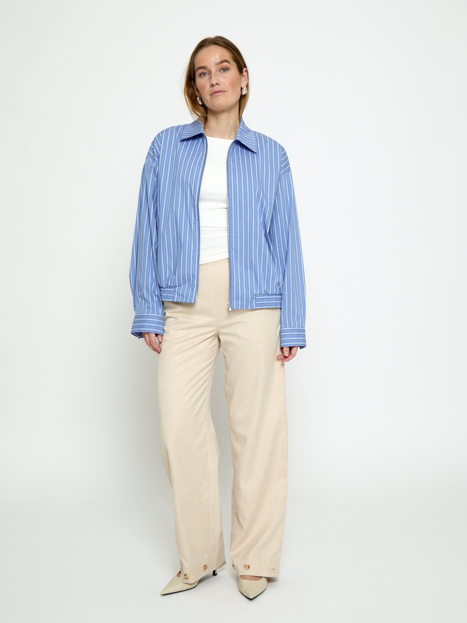 Peppercorn PCHanna Shirt Jacket Jacket 1049S Vista Blue Stri.