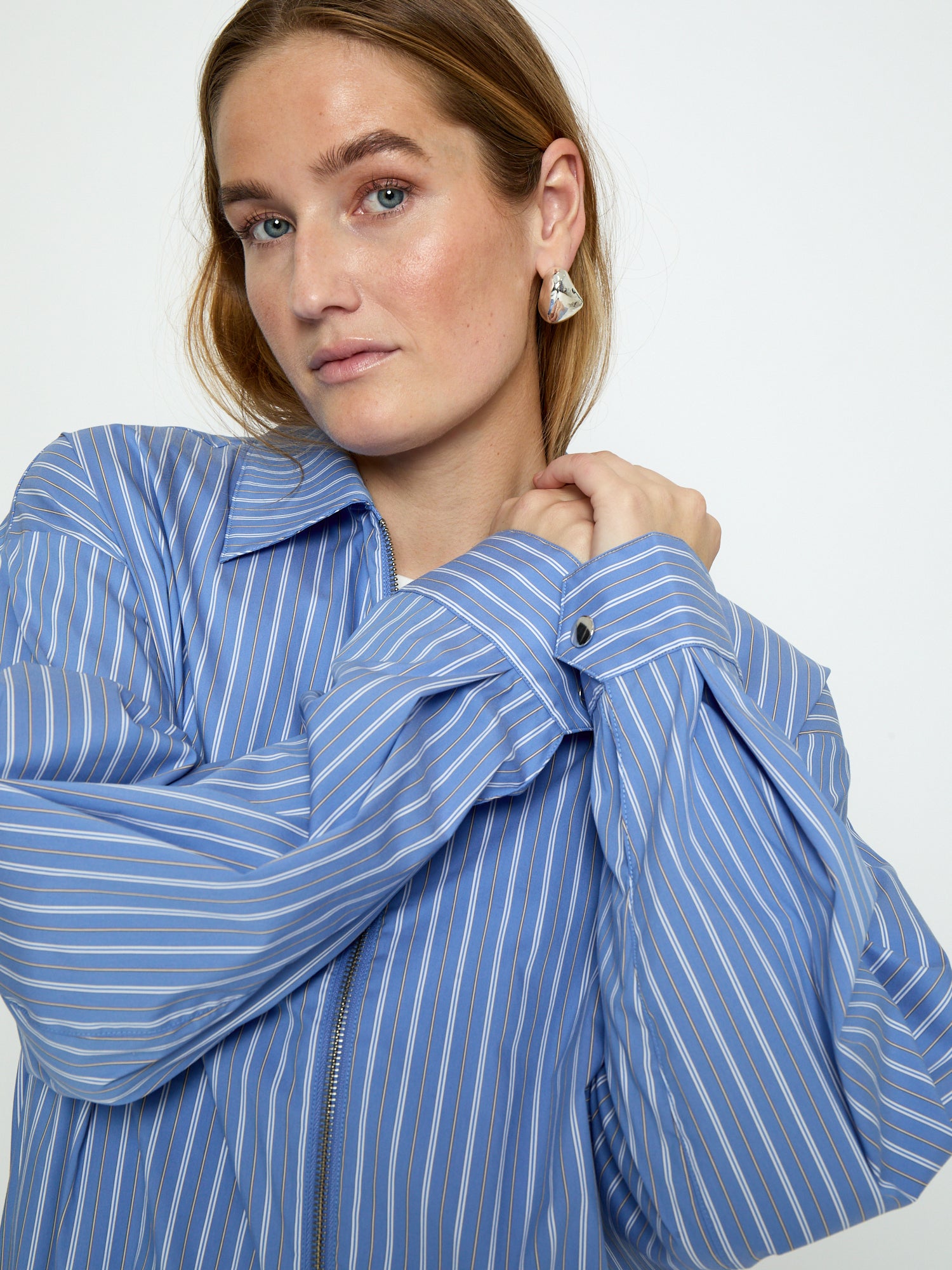 Peppercorn PCHanna Shirt Jacket Jacket 1049S Vista Blue Stri.
