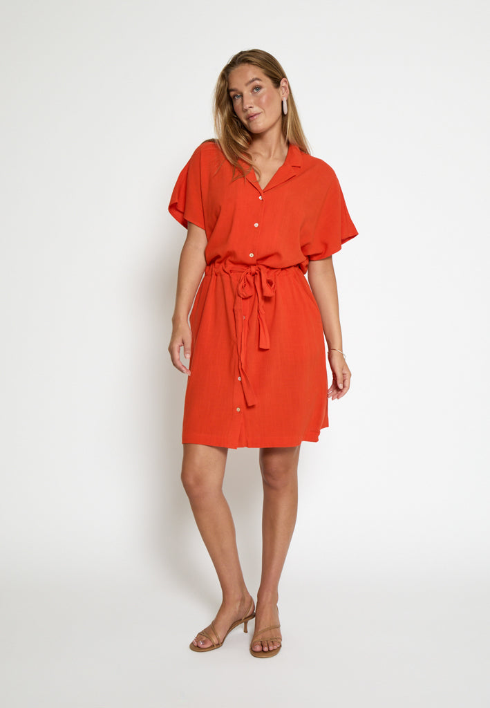 Peppercorn PCHannah Short Dress Dress 4174 Hot Coral