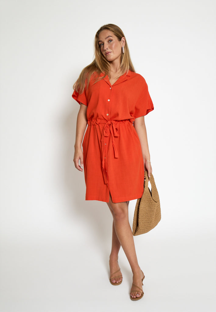 Peppercorn PCHannah Short Dress Dress 4174 Hot Coral