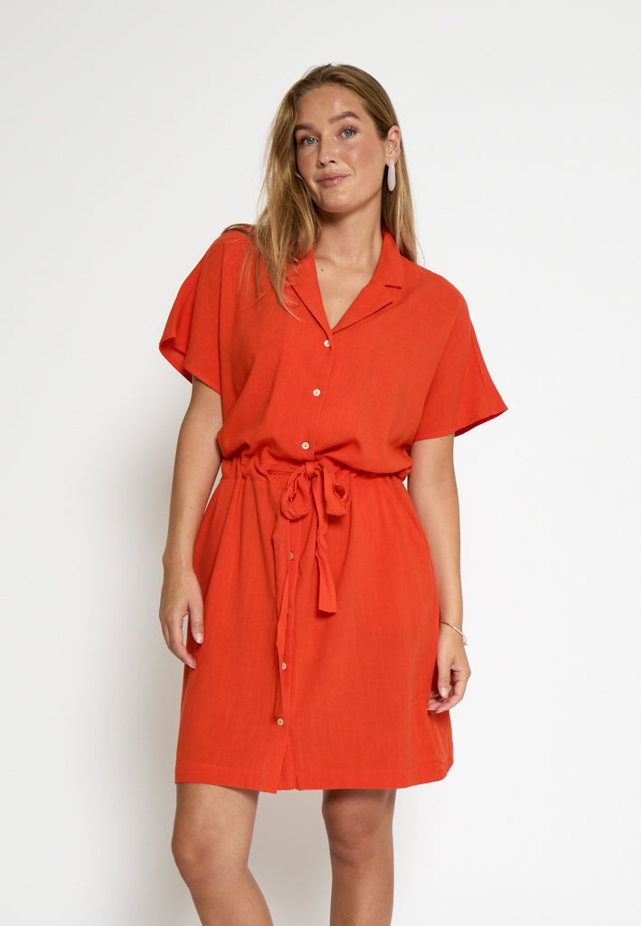 Peppercorn PCHannah Short Dress Dress 4174 Hot Coral