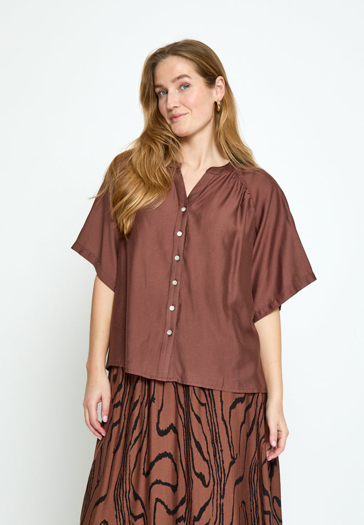 Peppercorn PCIda Short Sleeve Shirt Shirt 4999 Mink Brown