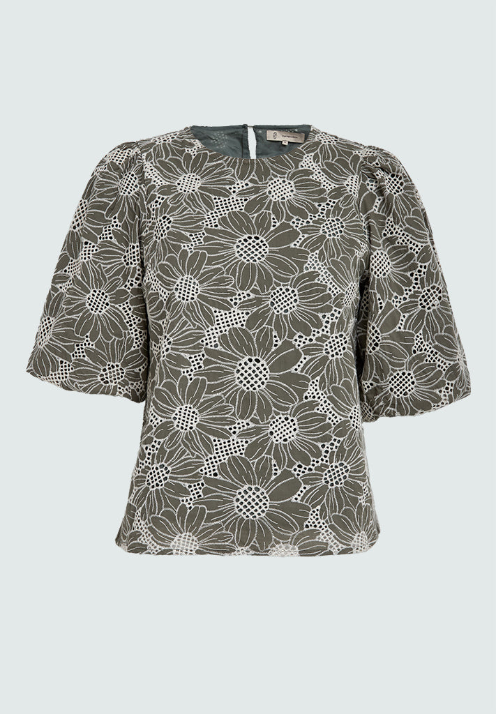 Peppercorn PCIzla Half Sleeve Blouse Blouse 3975P Mermaid Green