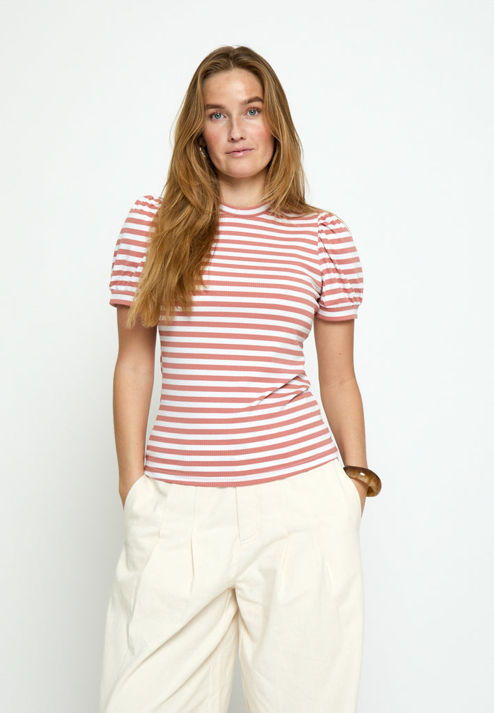 Peppercorn PCJohanna Striped GRS T-shirt T-Shirt 3000S Desert Sand Stri.